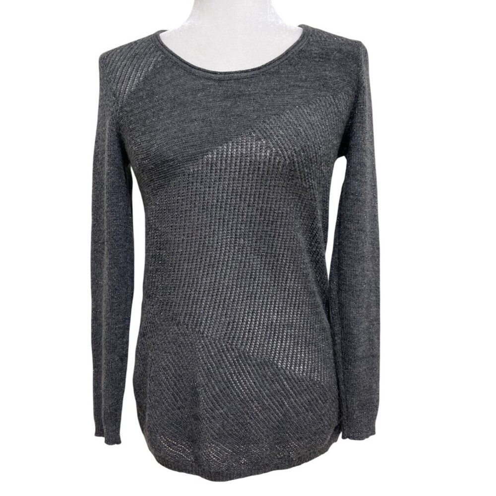 Eileen Fisher Gray Merino Wool Blend Knit Sweater Pullover Tunic Womens Size S